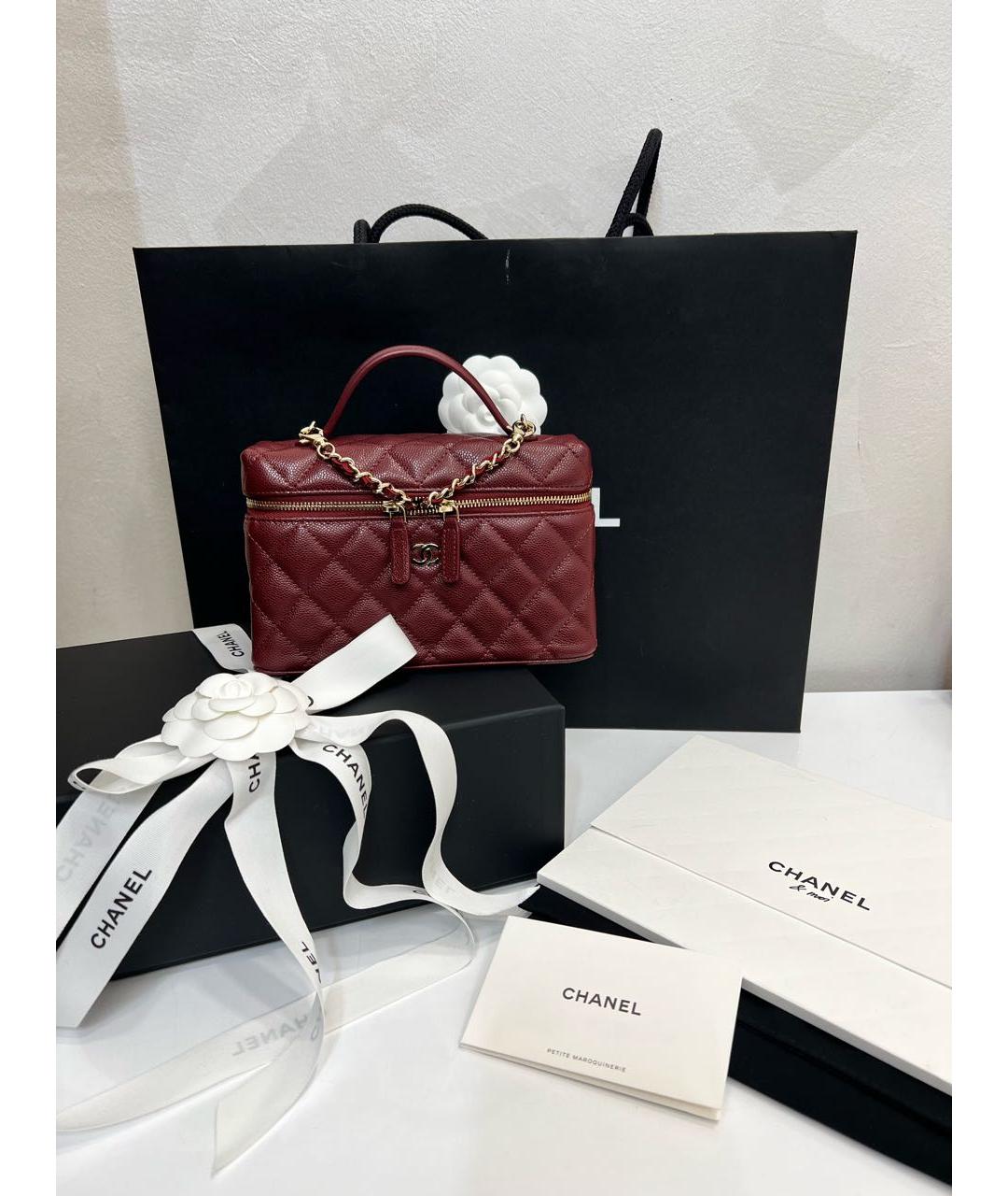 CHANEL Бордовая кожаная сумка через плечо, фото 7