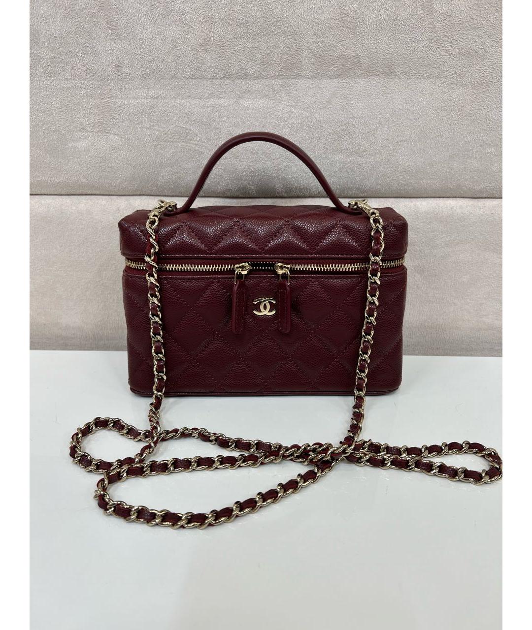 CHANEL Бордовая кожаная сумка через плечо, фото 8