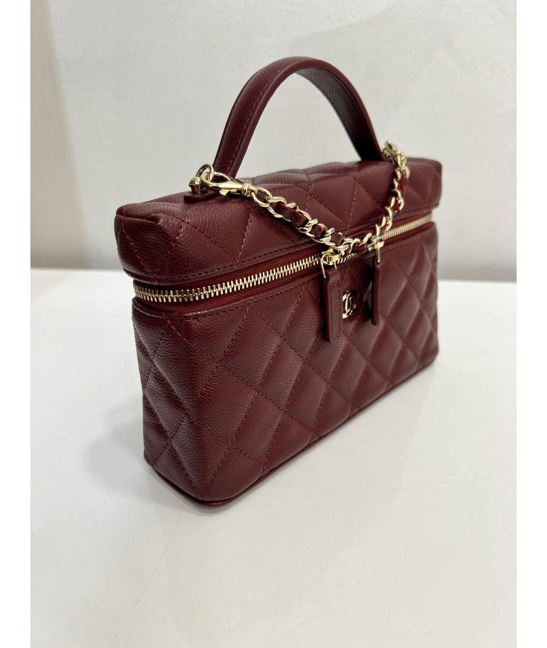 CHANEL Бордовая кожаная сумка через плечо, фото 2