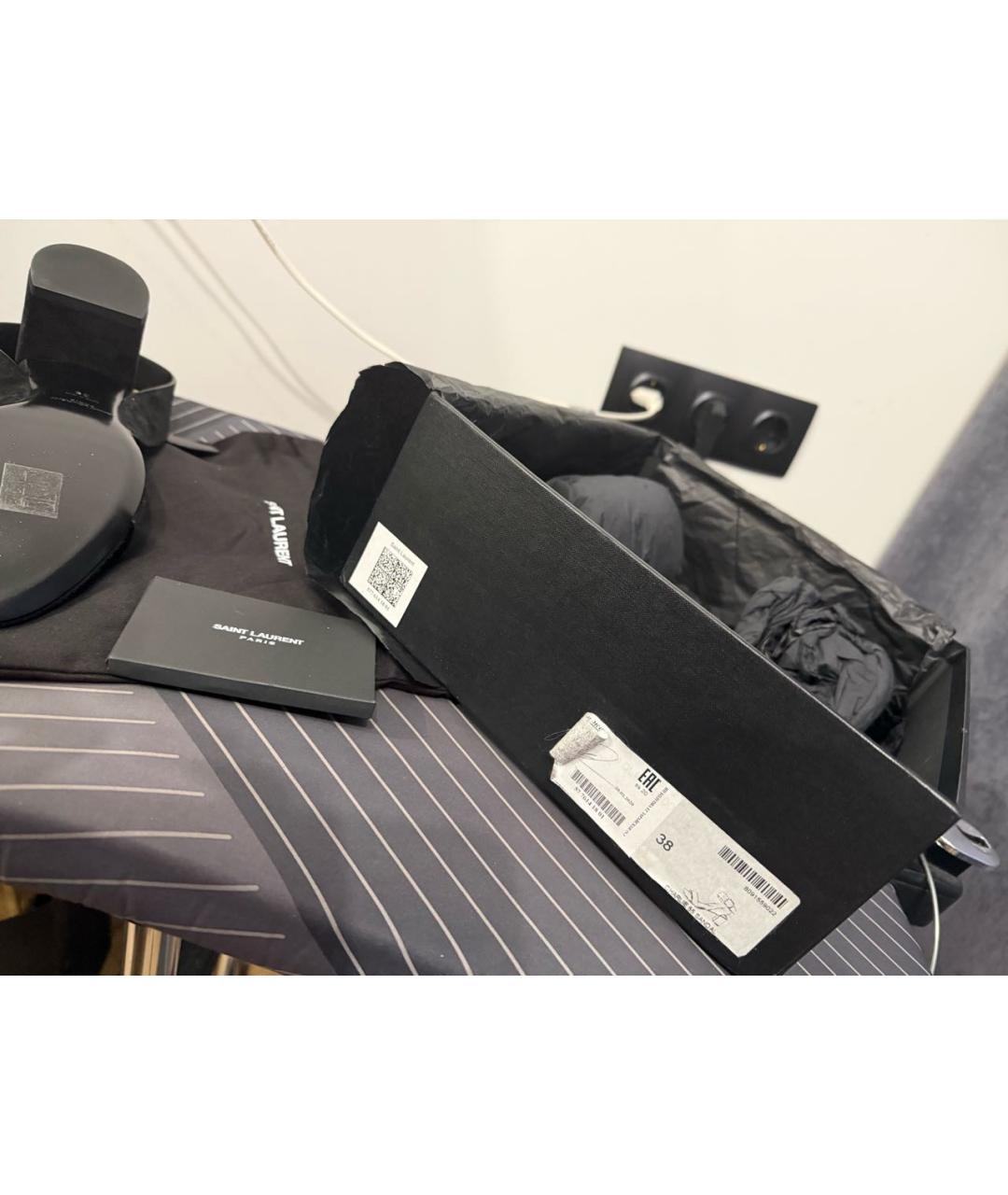 SAINT LAURENT Черные замшевые босоножки, фото 6