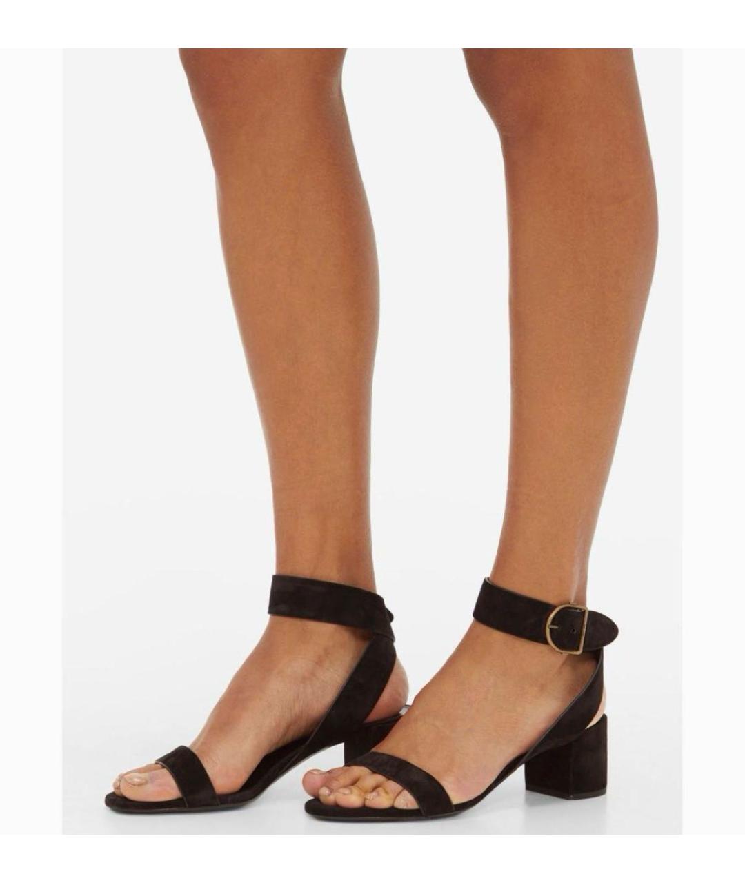 SAINT LAURENT Черные замшевые босоножки, фото 8