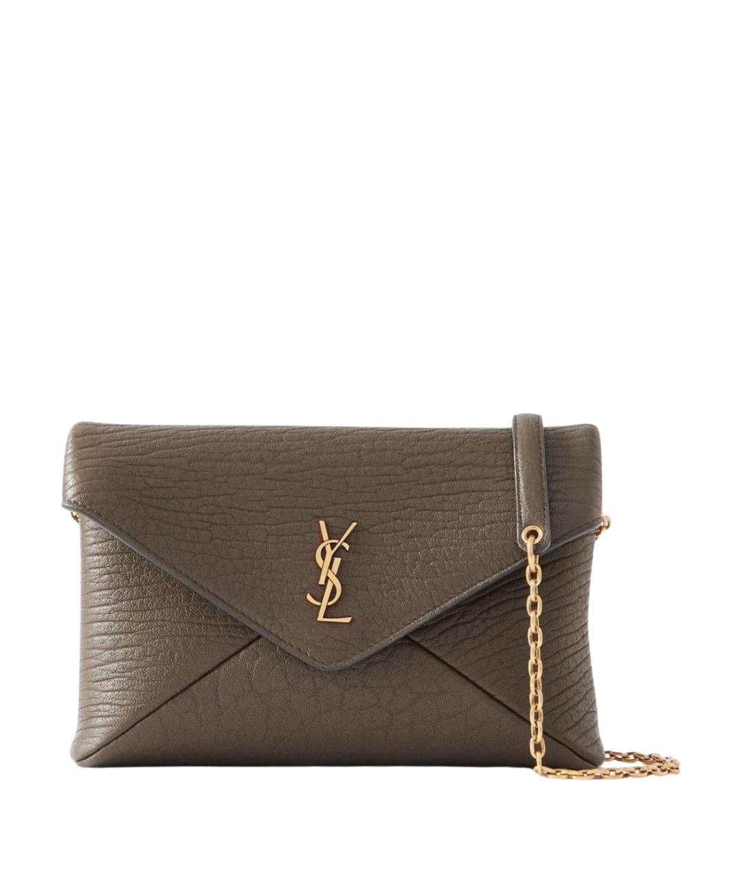 SAINT LAURENT Коричневая кожаная сумка через плечо, фото 1