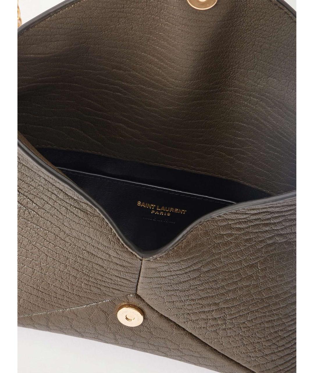 SAINT LAURENT Коричневая кожаная сумка через плечо, фото 3
