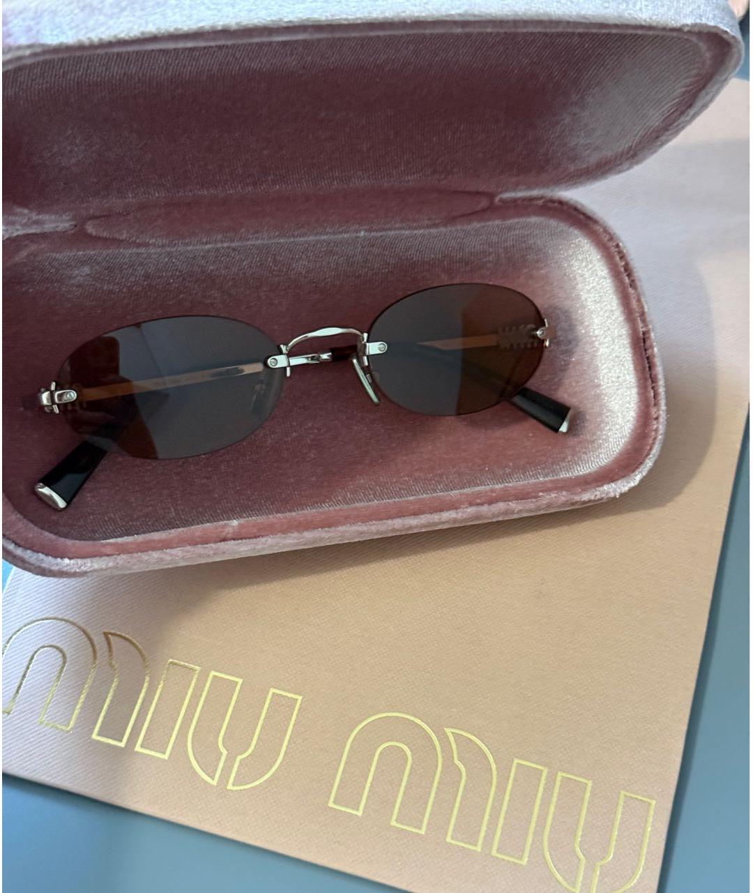 MIU MIU Коричневые металлические солнцезащитные очки, фото 5