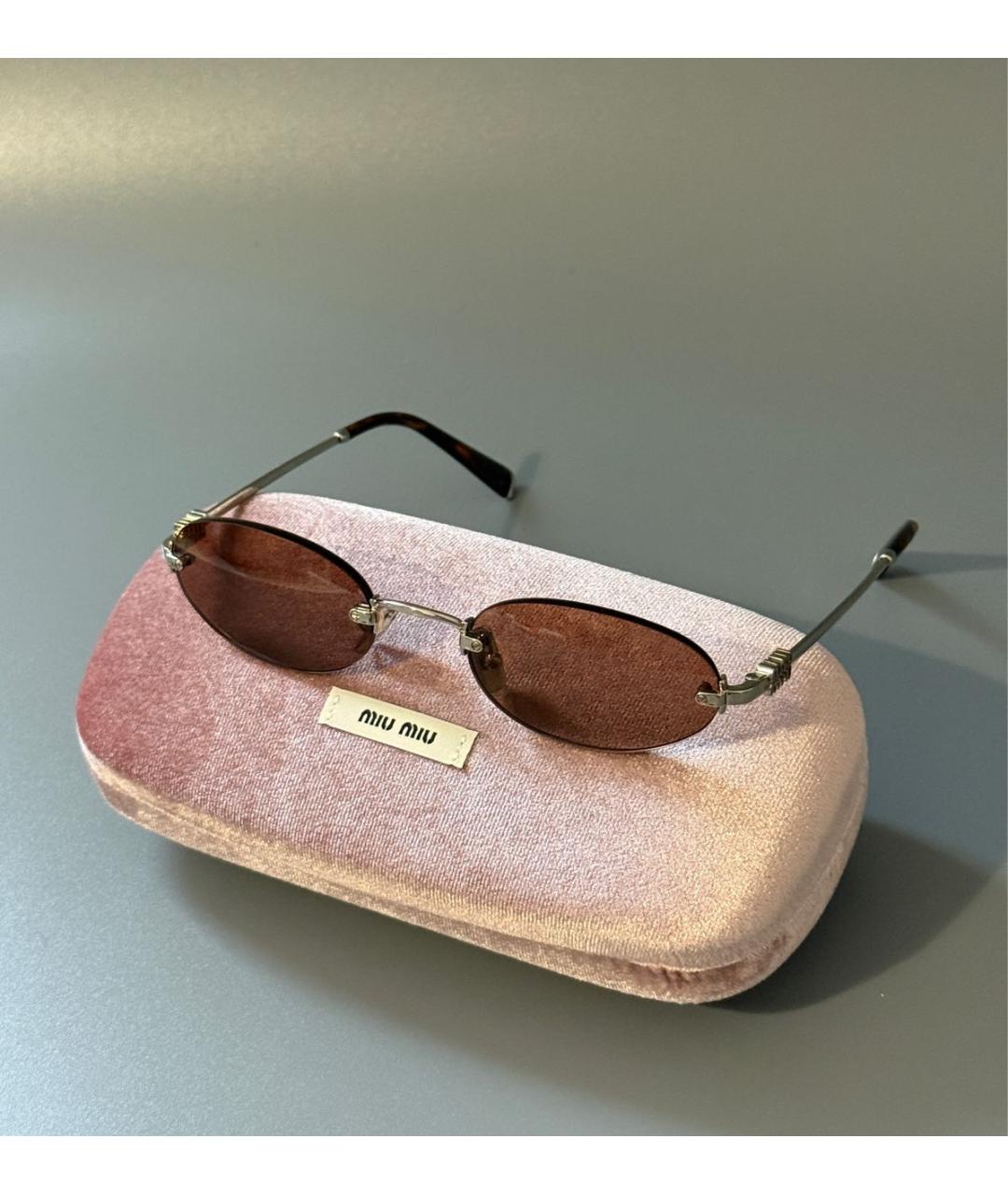MIU MIU Коричневые металлические солнцезащитные очки, фото 2
