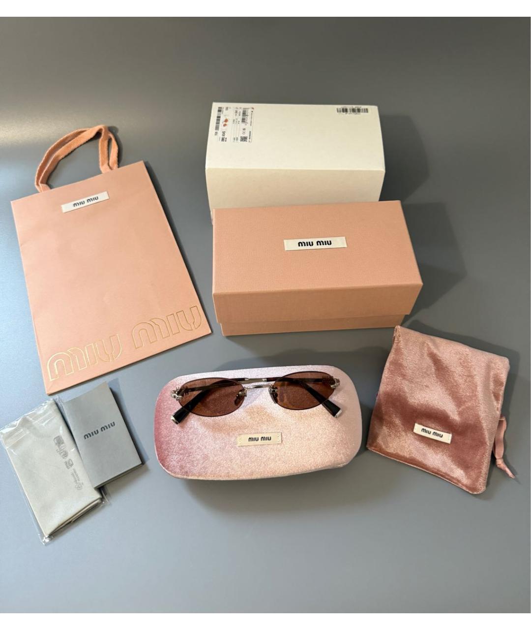 MIU MIU Коричневые металлические солнцезащитные очки, фото 3