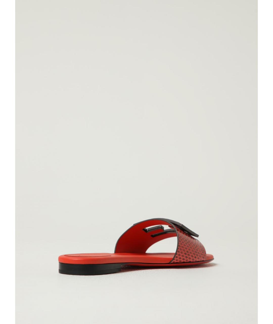 FENDI Красные кожаные шлепанцы, фото 3