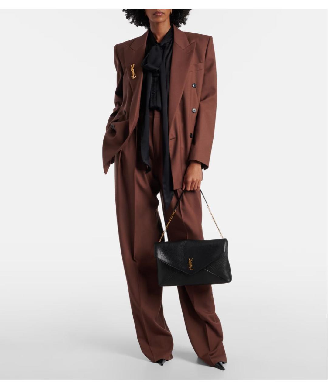 SAINT LAURENT Черная кожаная сумка через плечо, фото 5