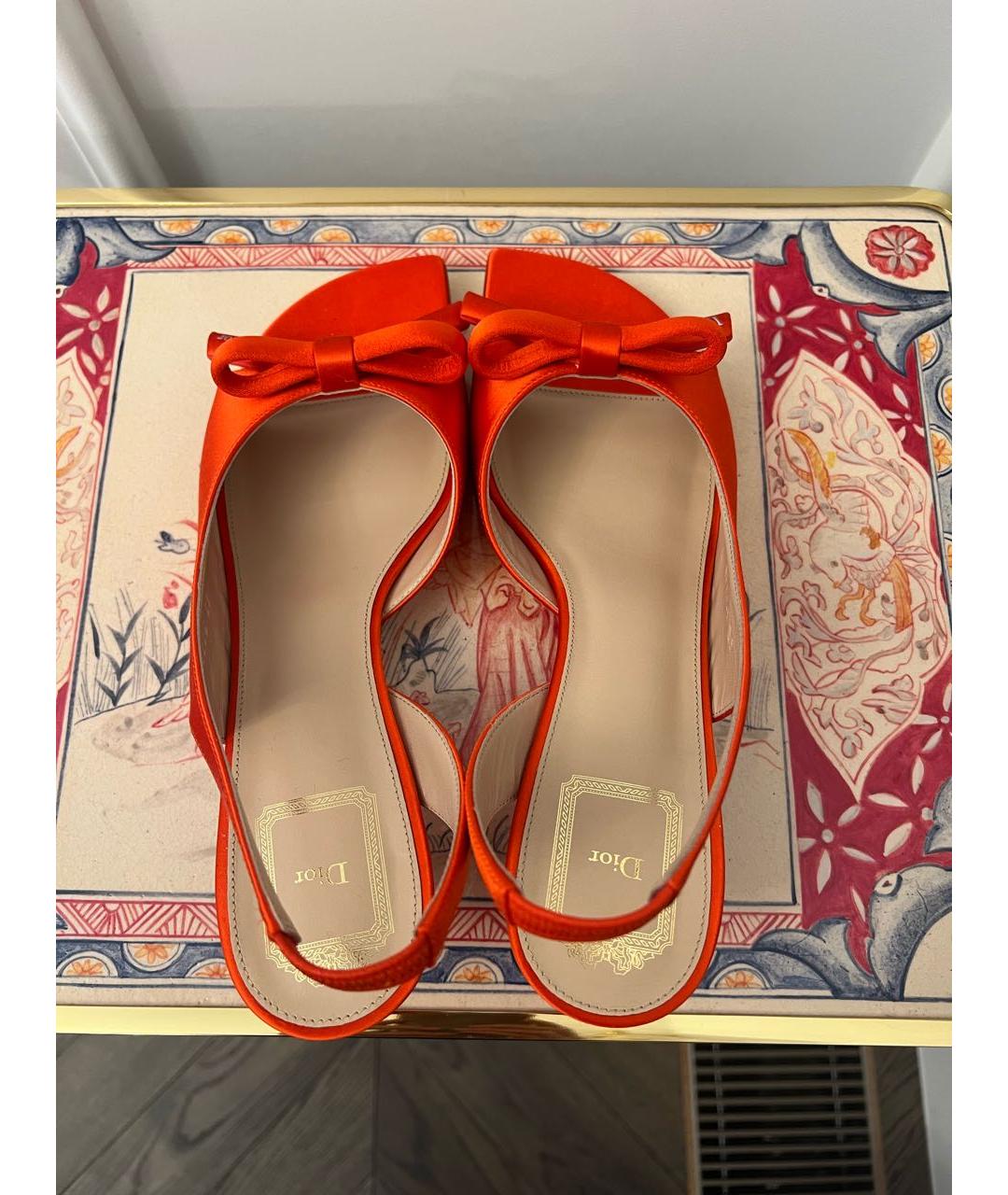 CHRISTIAN DIOR Оранжевое текстильные босоножки, фото 3