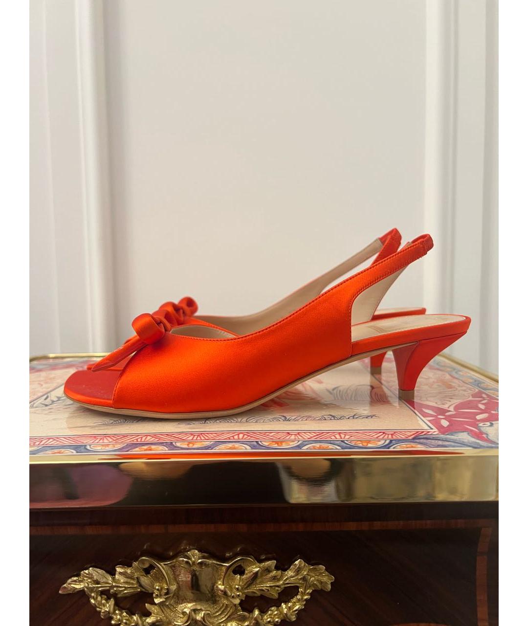 CHRISTIAN DIOR Оранжевое текстильные босоножки, фото 7