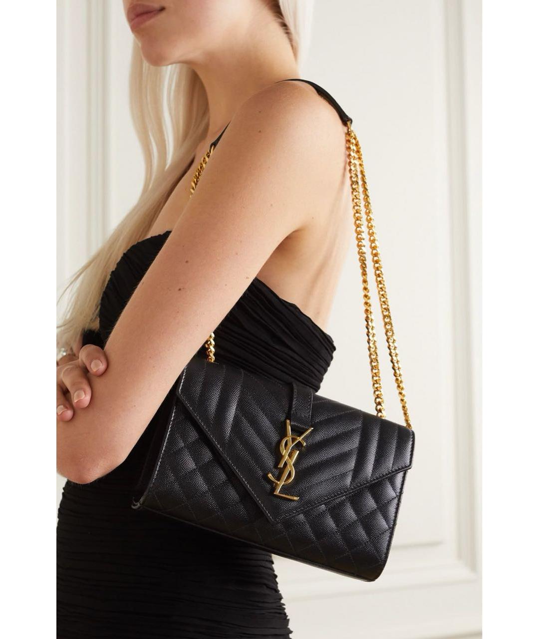 SAINT LAURENT Черная кожаная сумка через плечо, фото 2