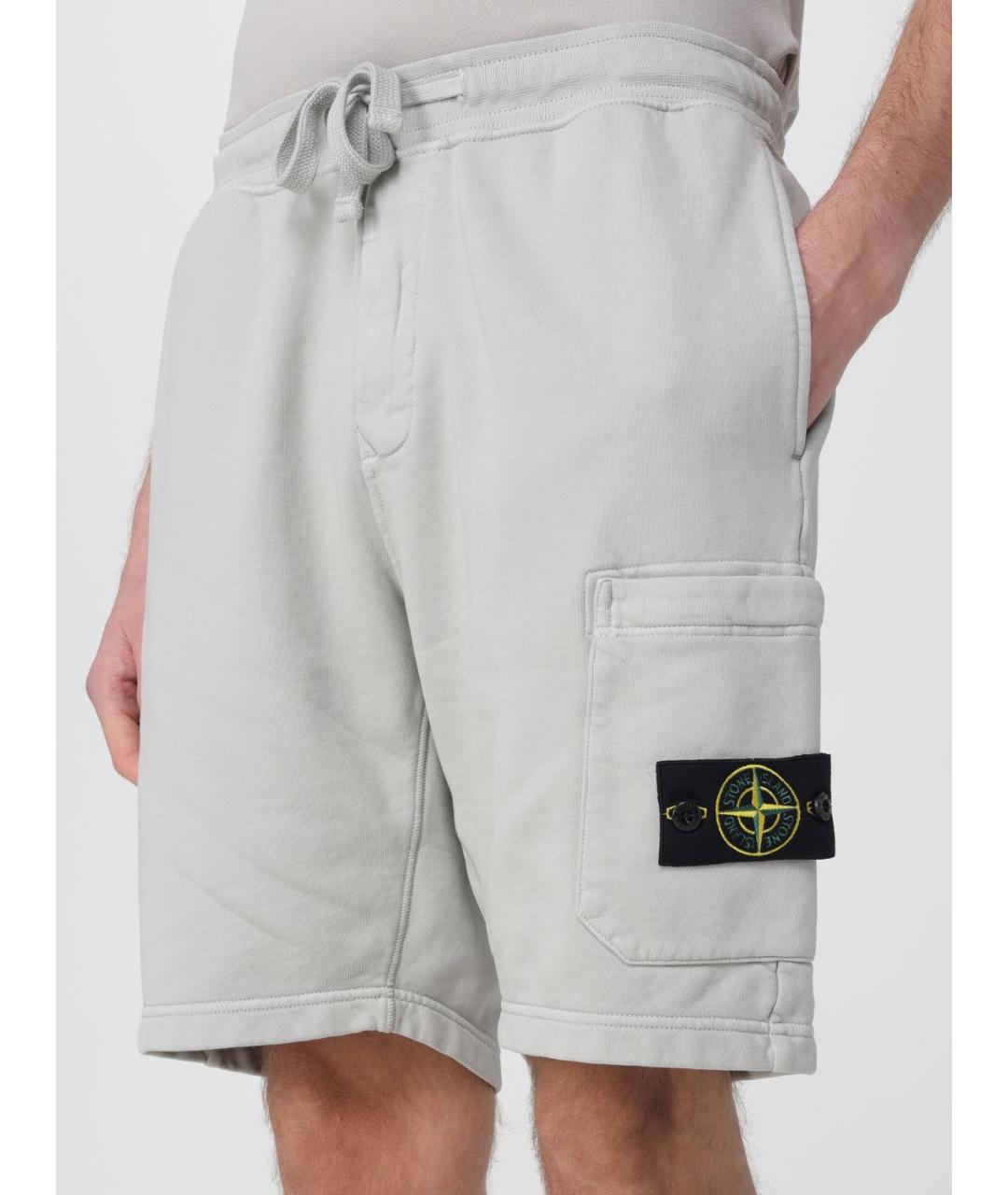 STONE ISLAND Серые хлопковые шорты, фото 4