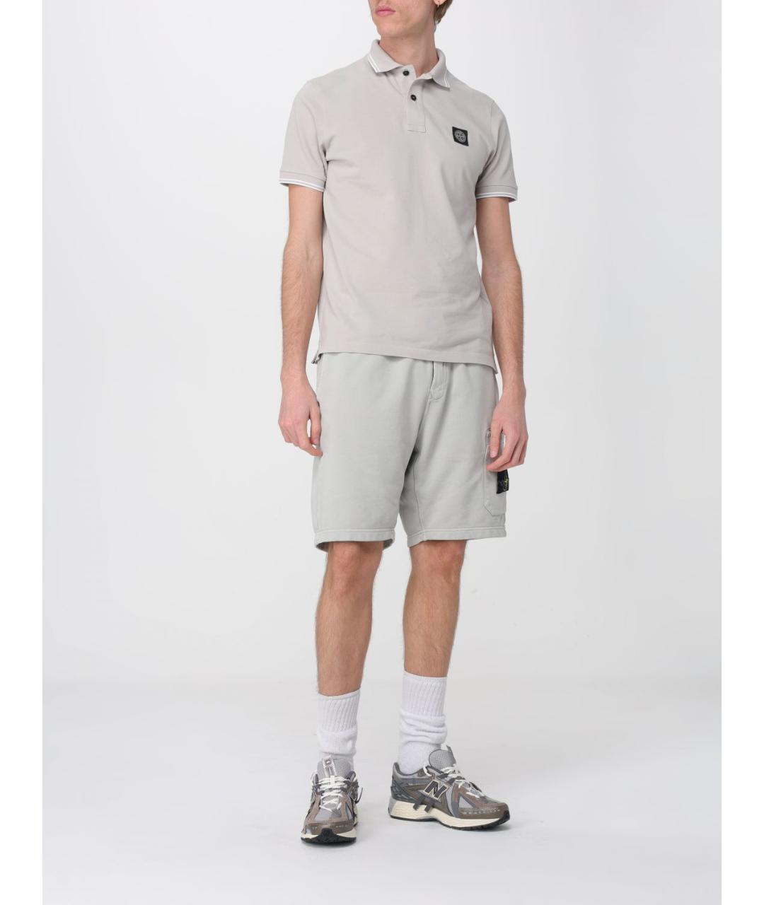 STONE ISLAND Серые хлопковые шорты, фото 2