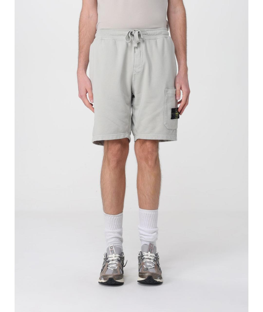 STONE ISLAND Серые хлопковые шорты, фото 5