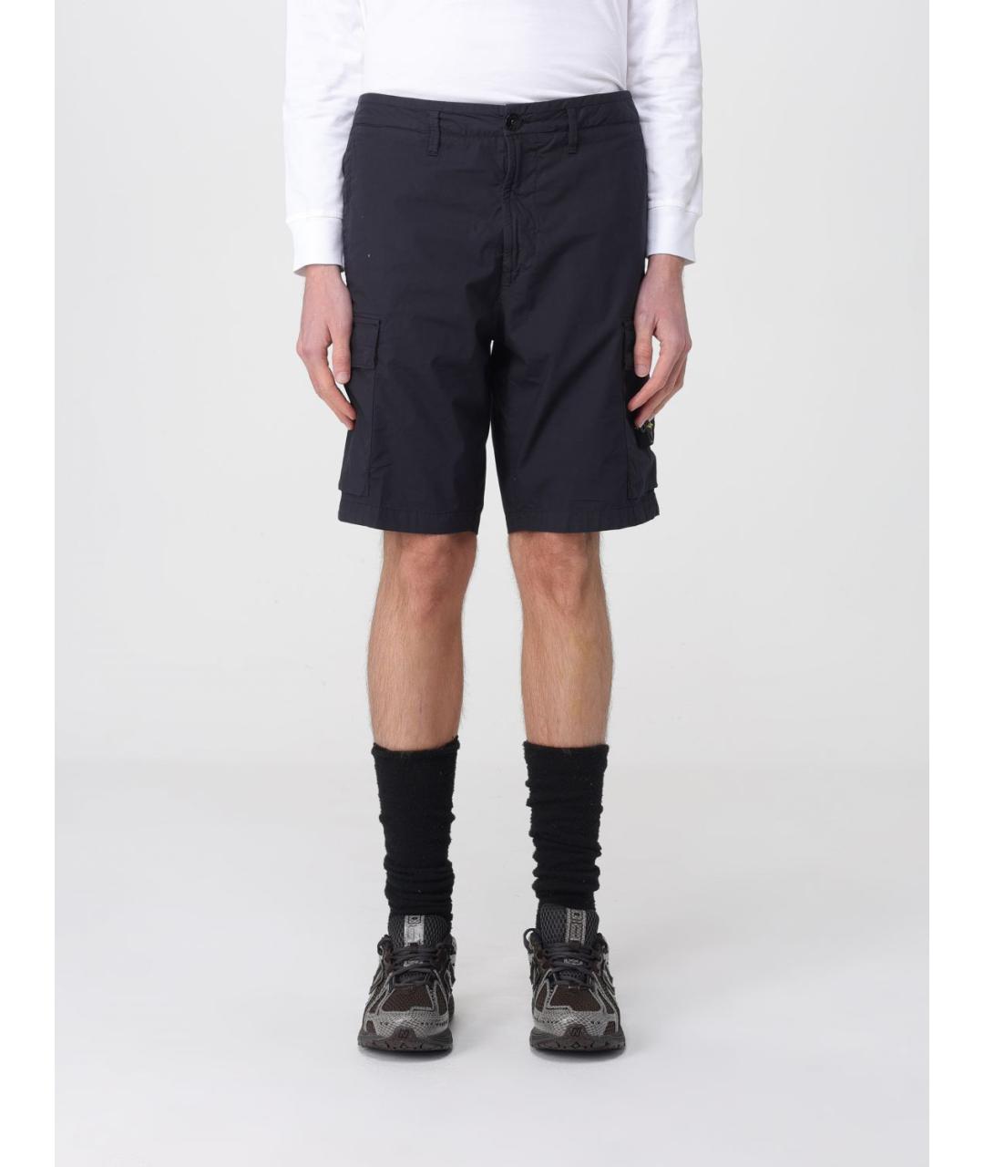 STONE ISLAND Черные хлопко-эластановые шорты, фото 4