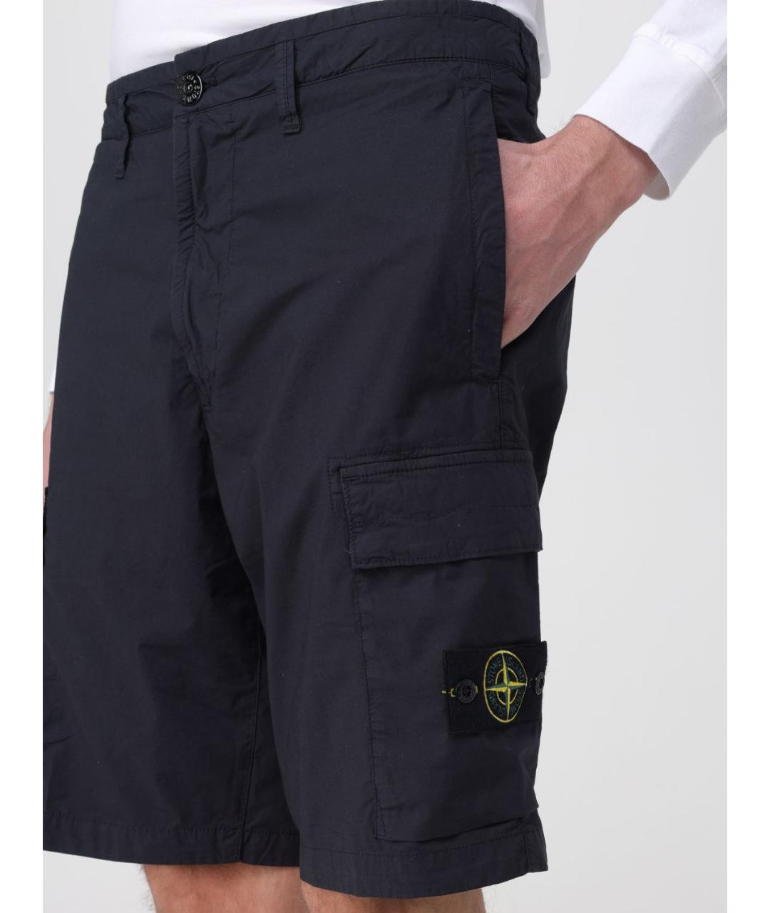 STONE ISLAND Черные хлопко-эластановые шорты, фото 3