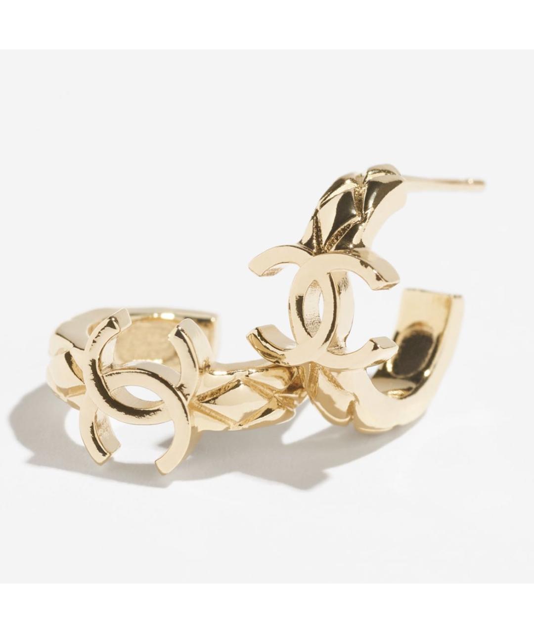 CHANEL Золотые металлические серьги, фото 2