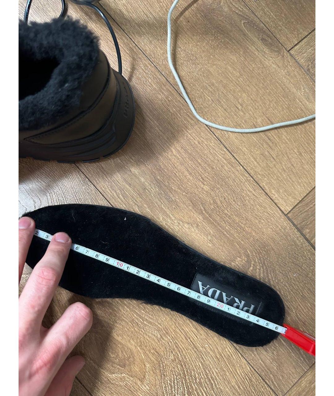 PRADA Черные кожаные низкие кроссовки / кеды, фото 5