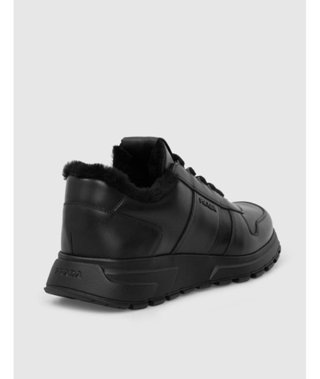 PRADA Черные кожаные низкие кроссовки / кеды, фото 3