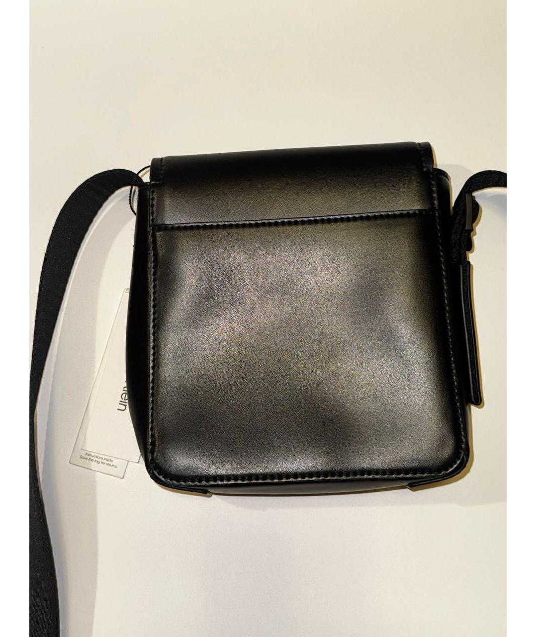 CALVIN KLEIN Черная кожаная сумка на плечо, фото 3