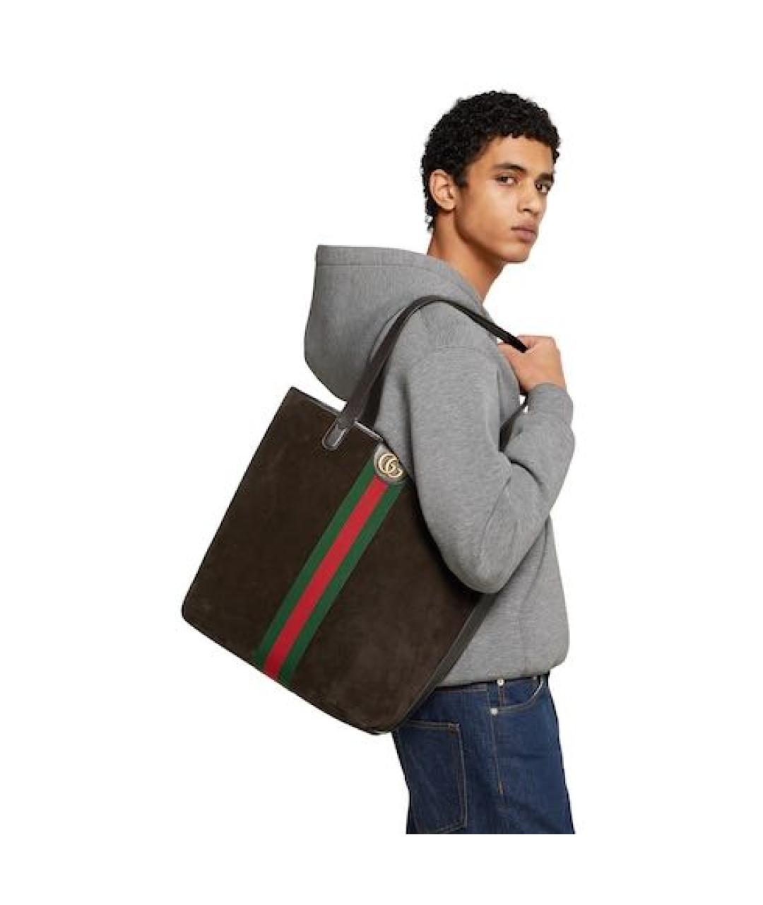 GUCCI Коричневая замшевая сумка тоут, фото 2