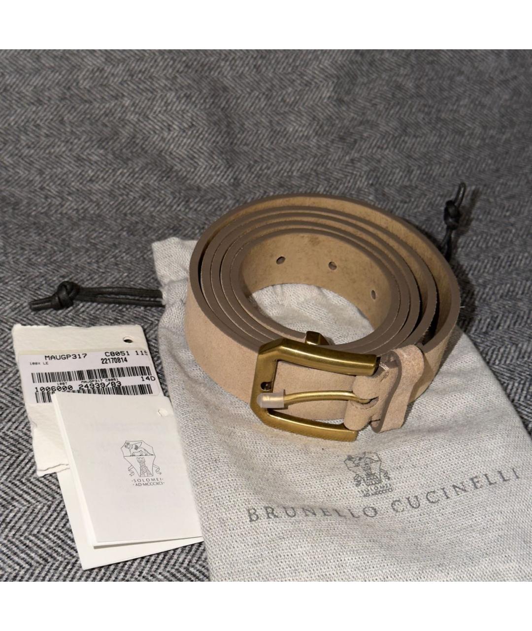 BRUNELLO CUCINELLI Бежевый кожаный ремень, фото 2