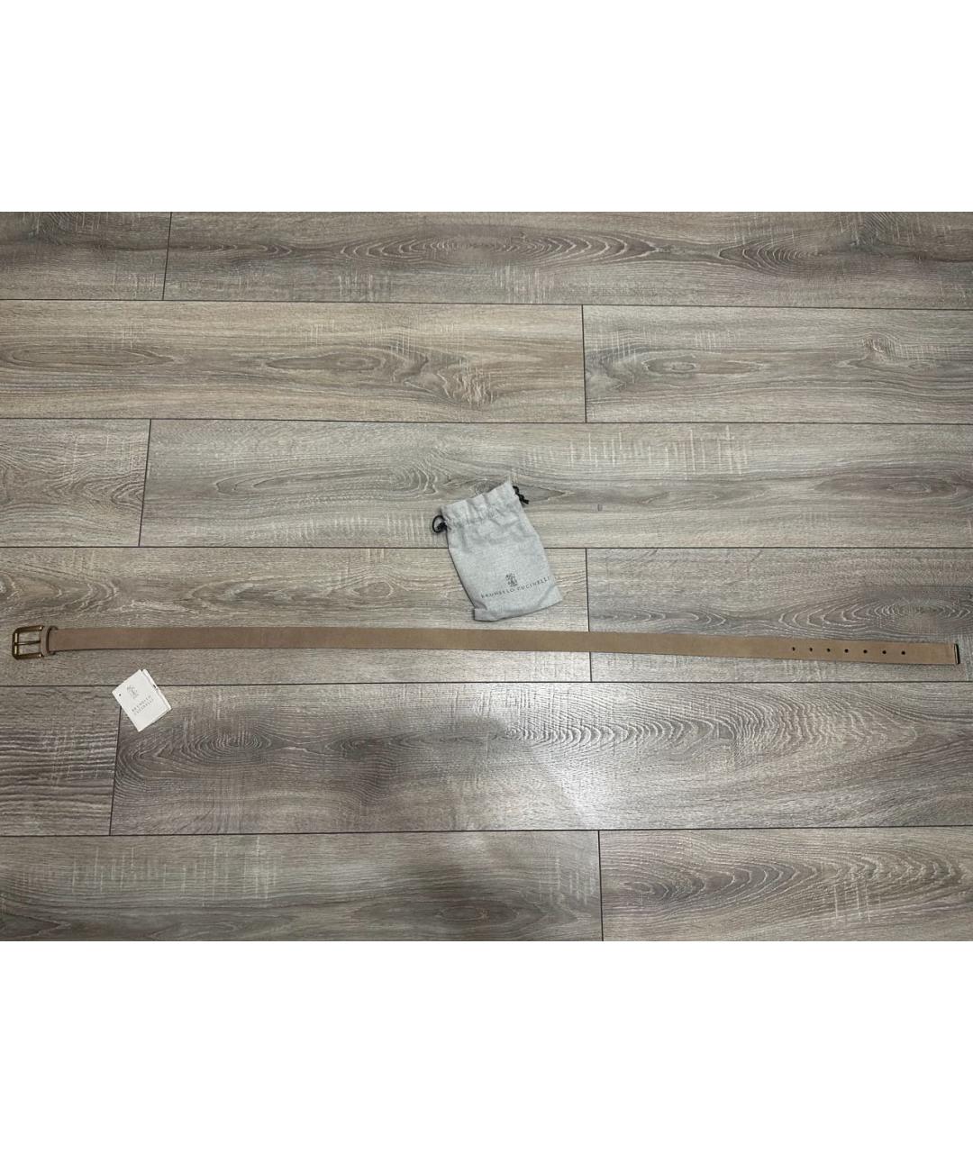 BRUNELLO CUCINELLI Бежевый кожаный ремень, фото 2