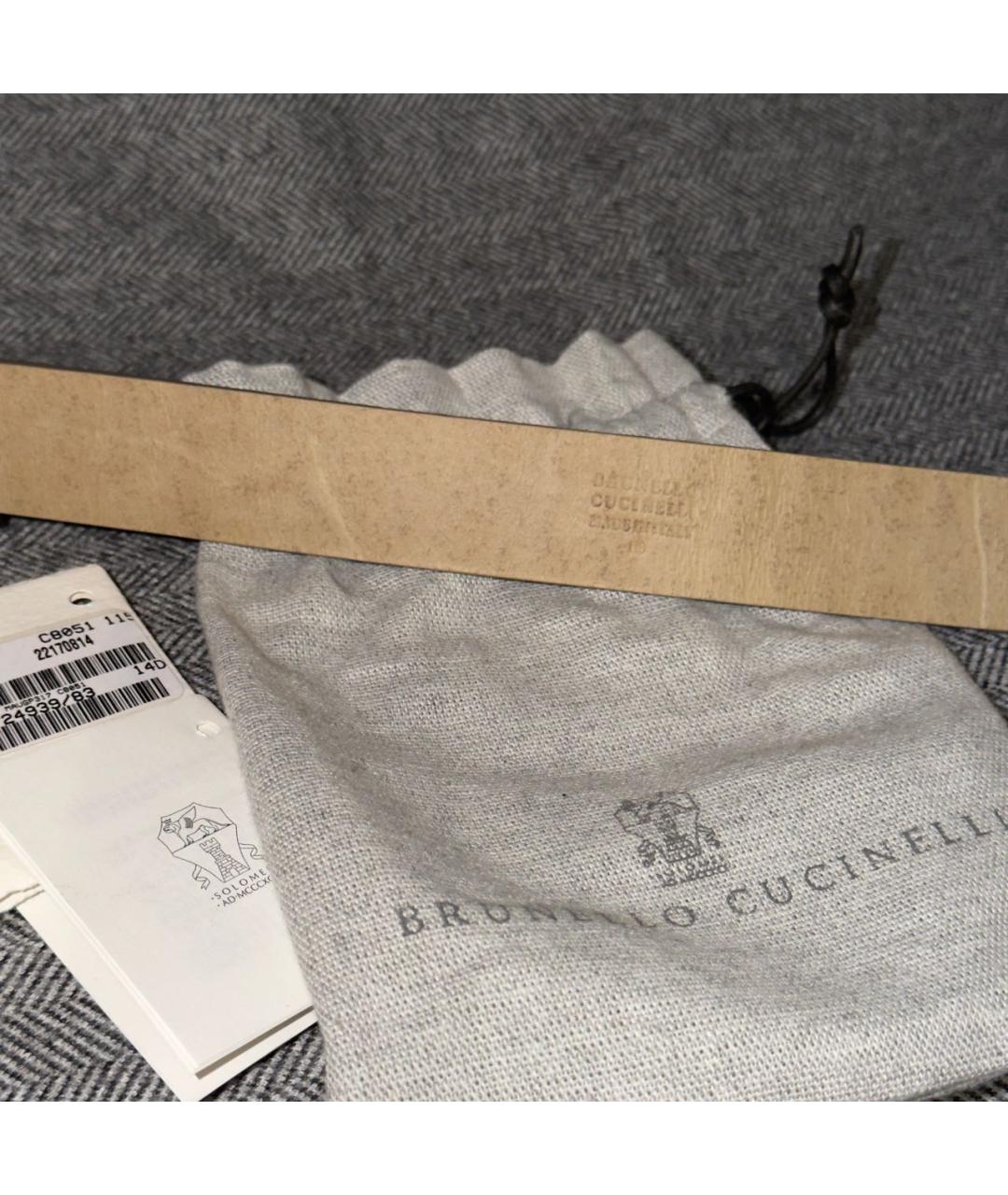 BRUNELLO CUCINELLI Бежевый кожаный ремень, фото 3