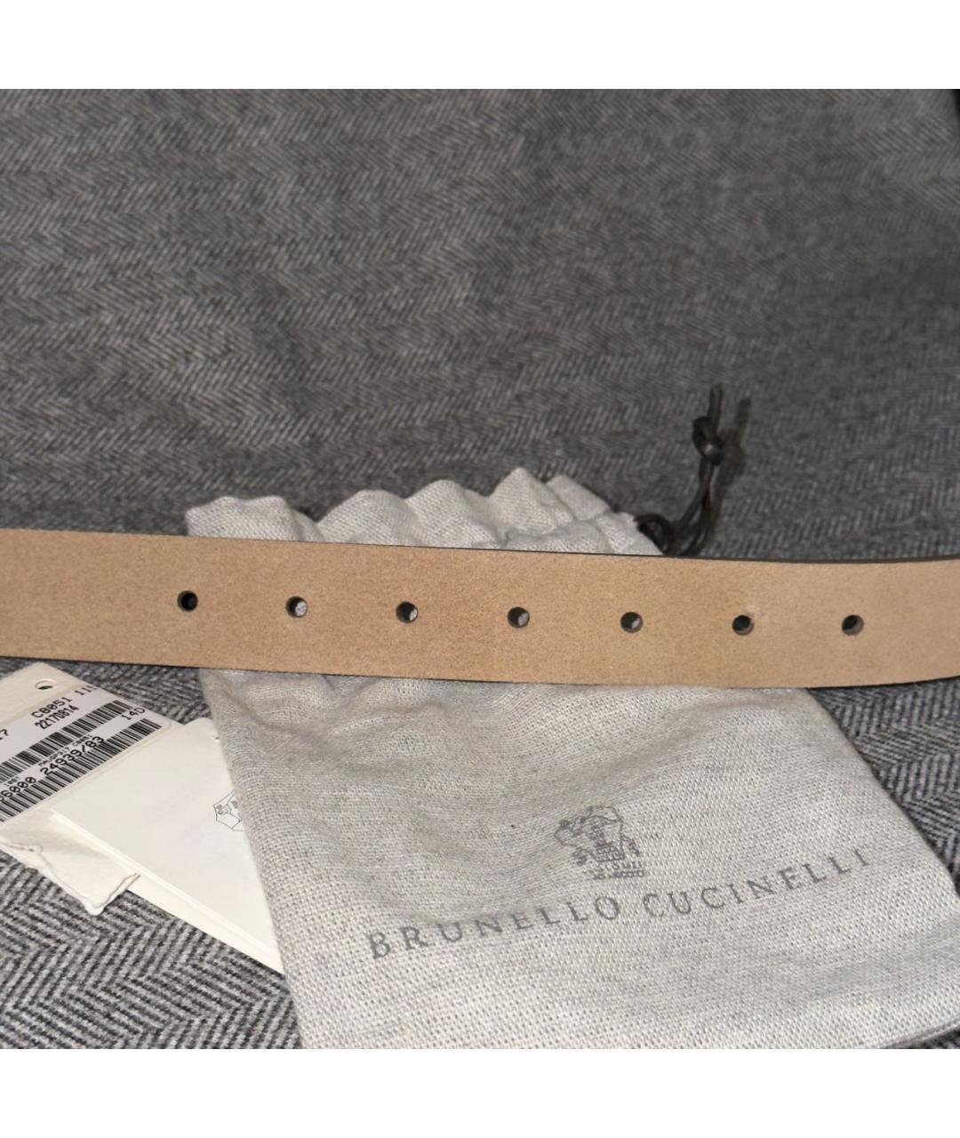 BRUNELLO CUCINELLI Бежевый кожаный ремень, фото 5