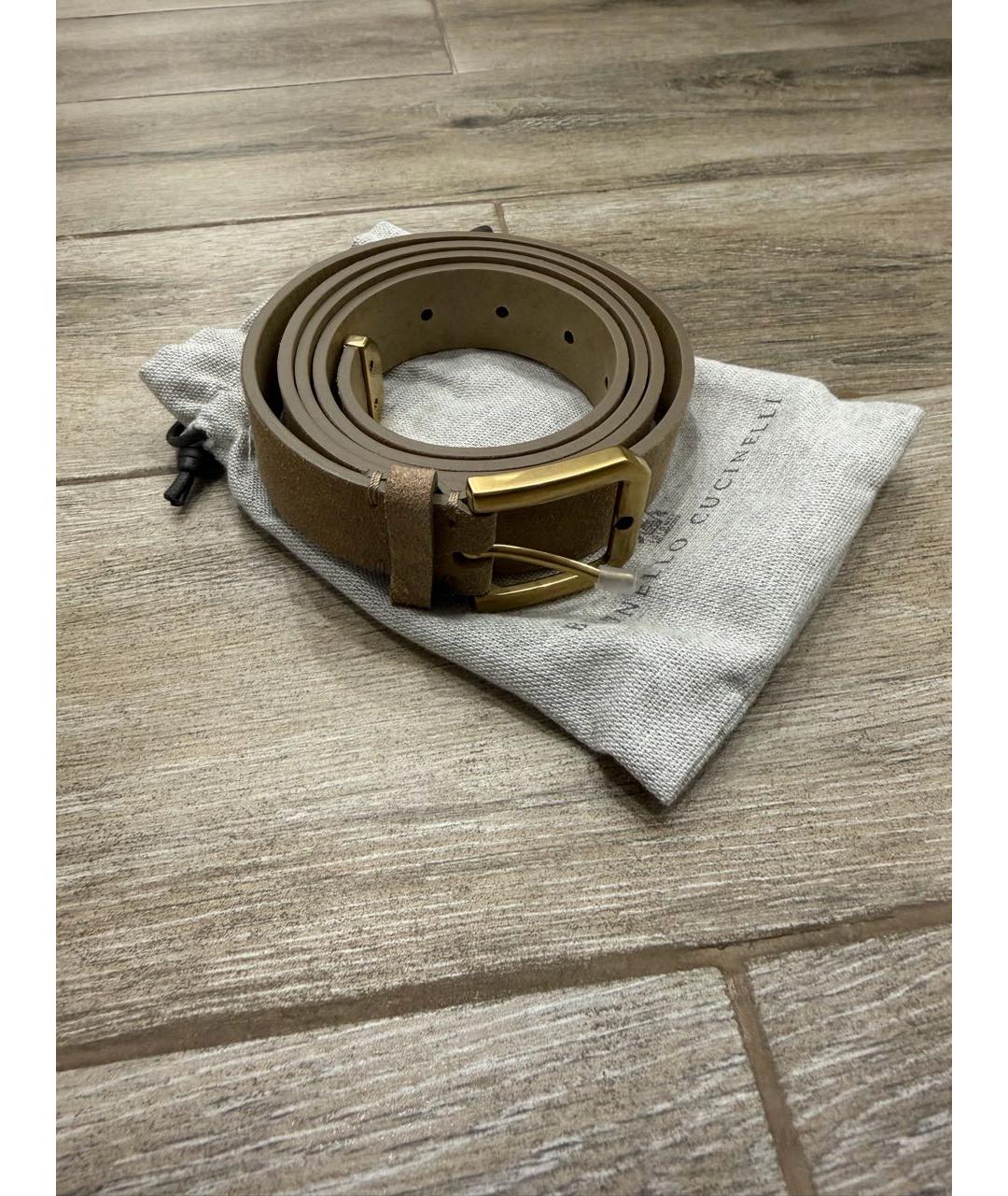 BRUNELLO CUCINELLI Бежевый кожаный ремень, фото 7