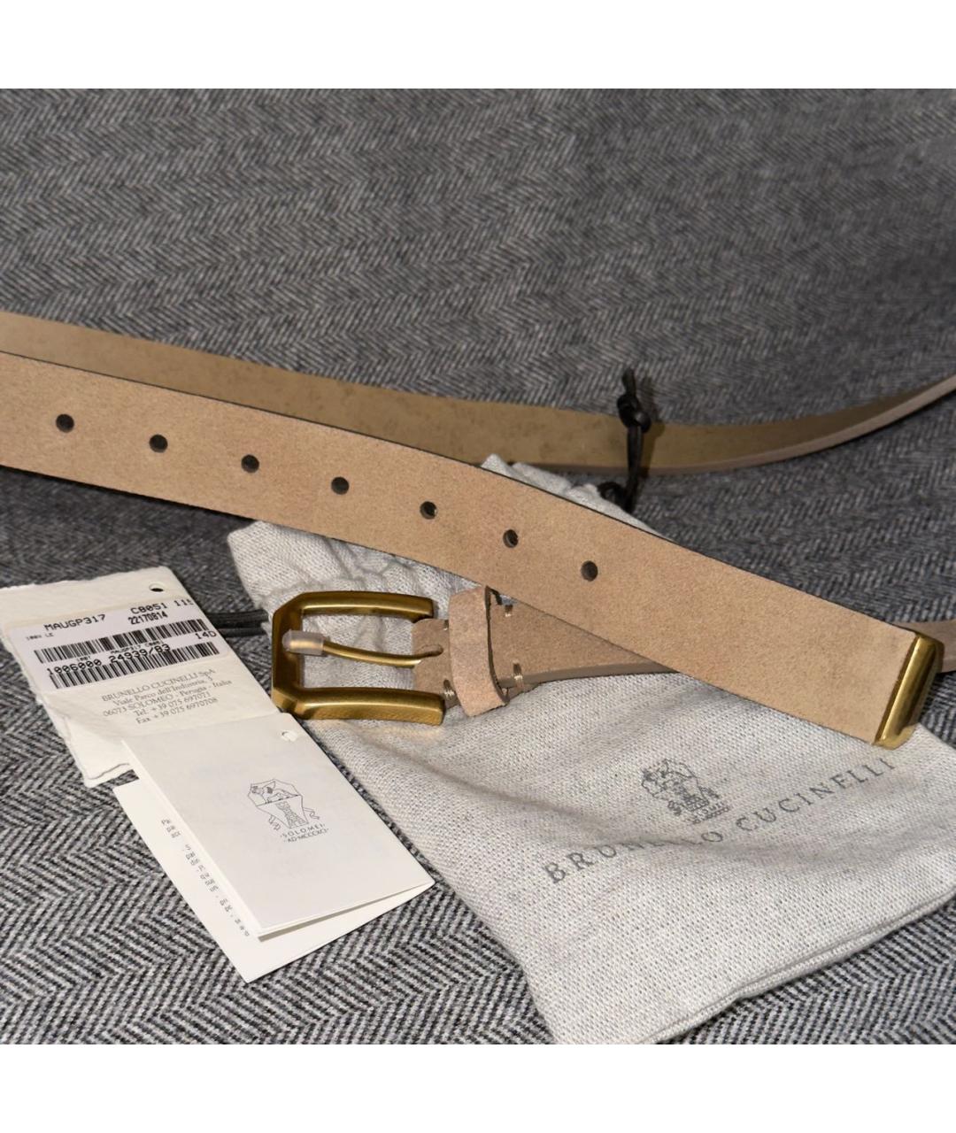 BRUNELLO CUCINELLI Бежевый кожаный ремень, фото 6