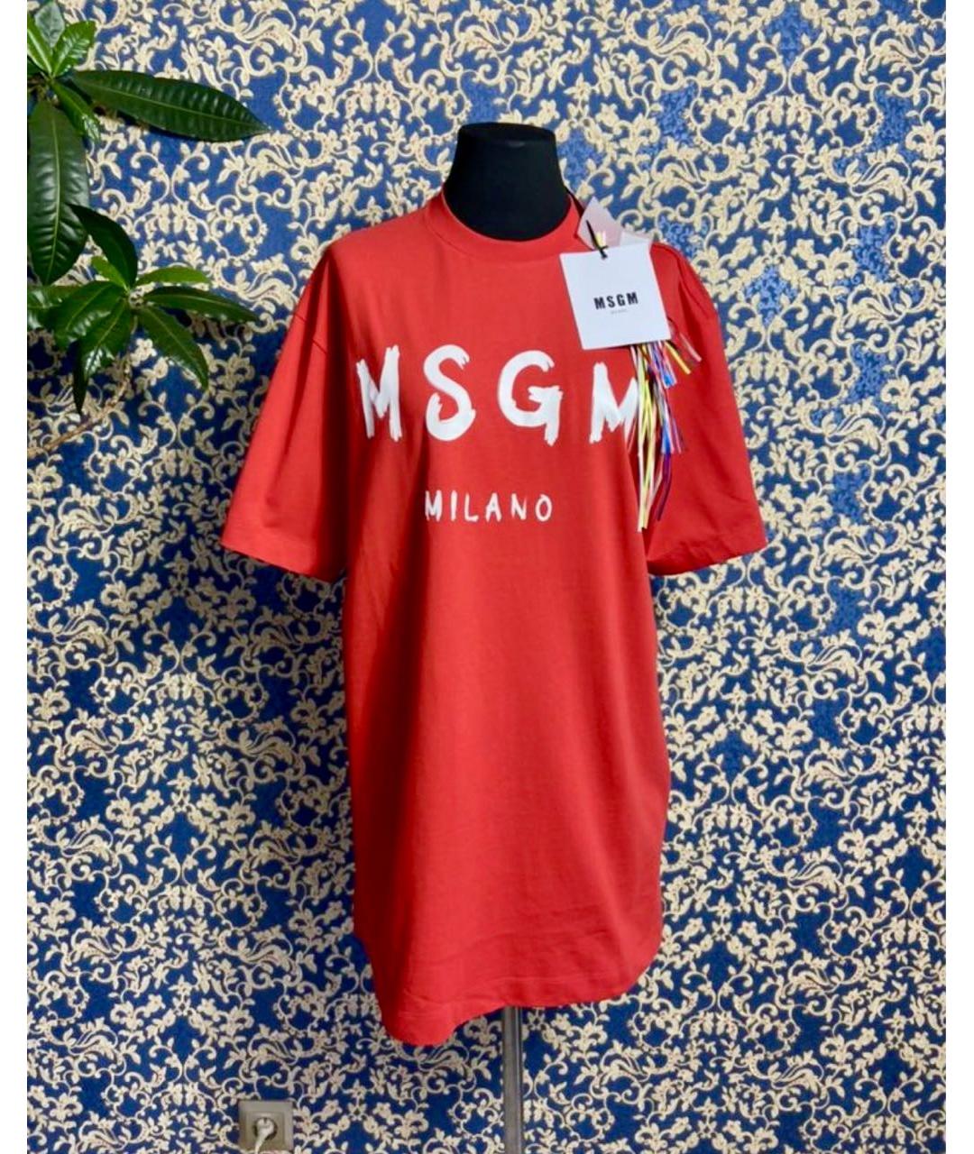 MSGM Красное хлопковое повседневное платье, фото 8