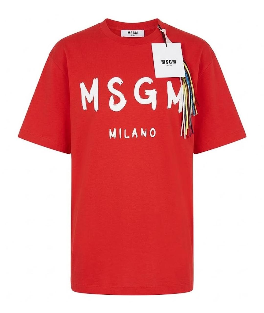 MSGM Красное хлопковое повседневное платье, фото 1