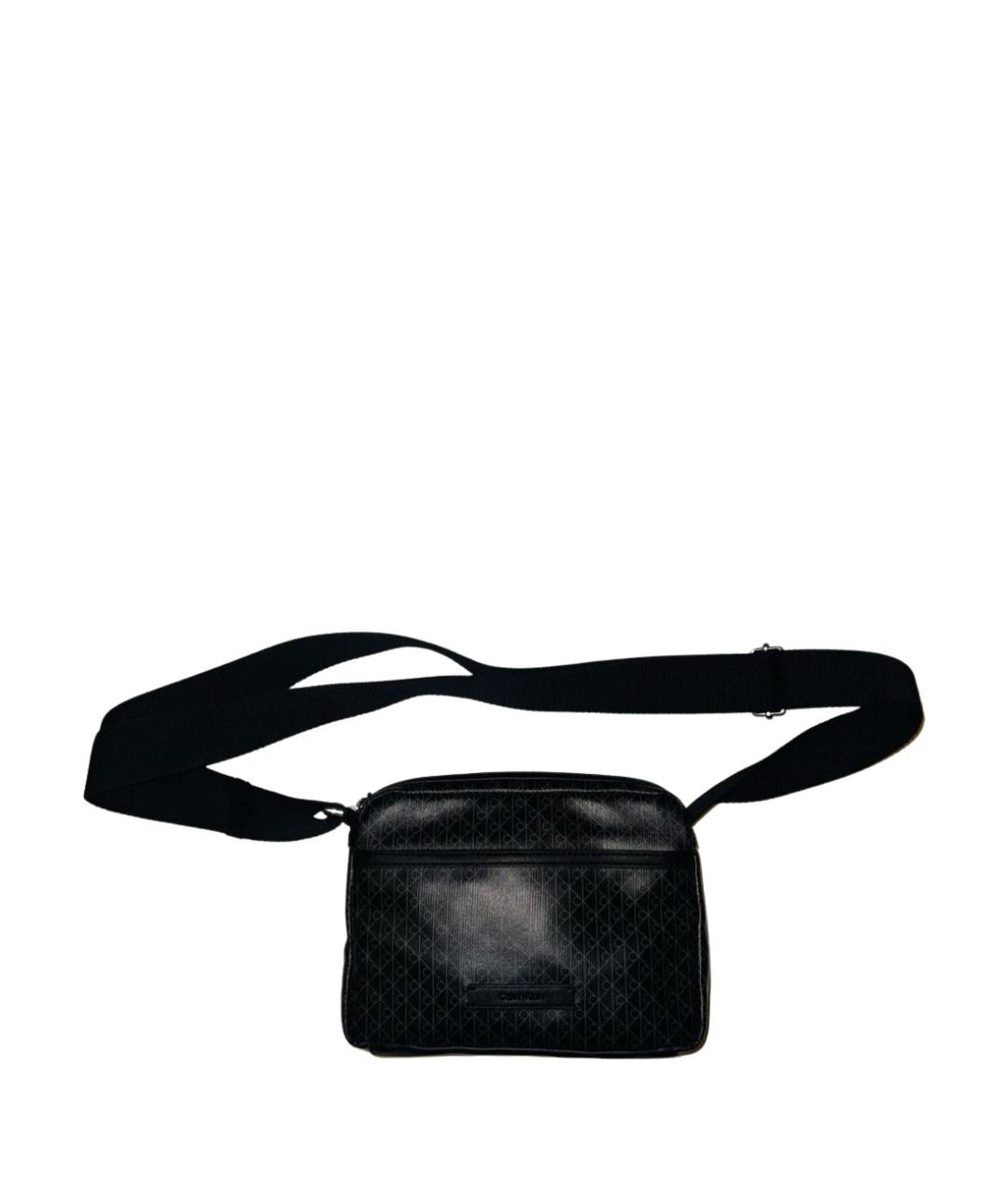 CALVIN KLEIN Черная кожаная сумка на плечо, фото 1