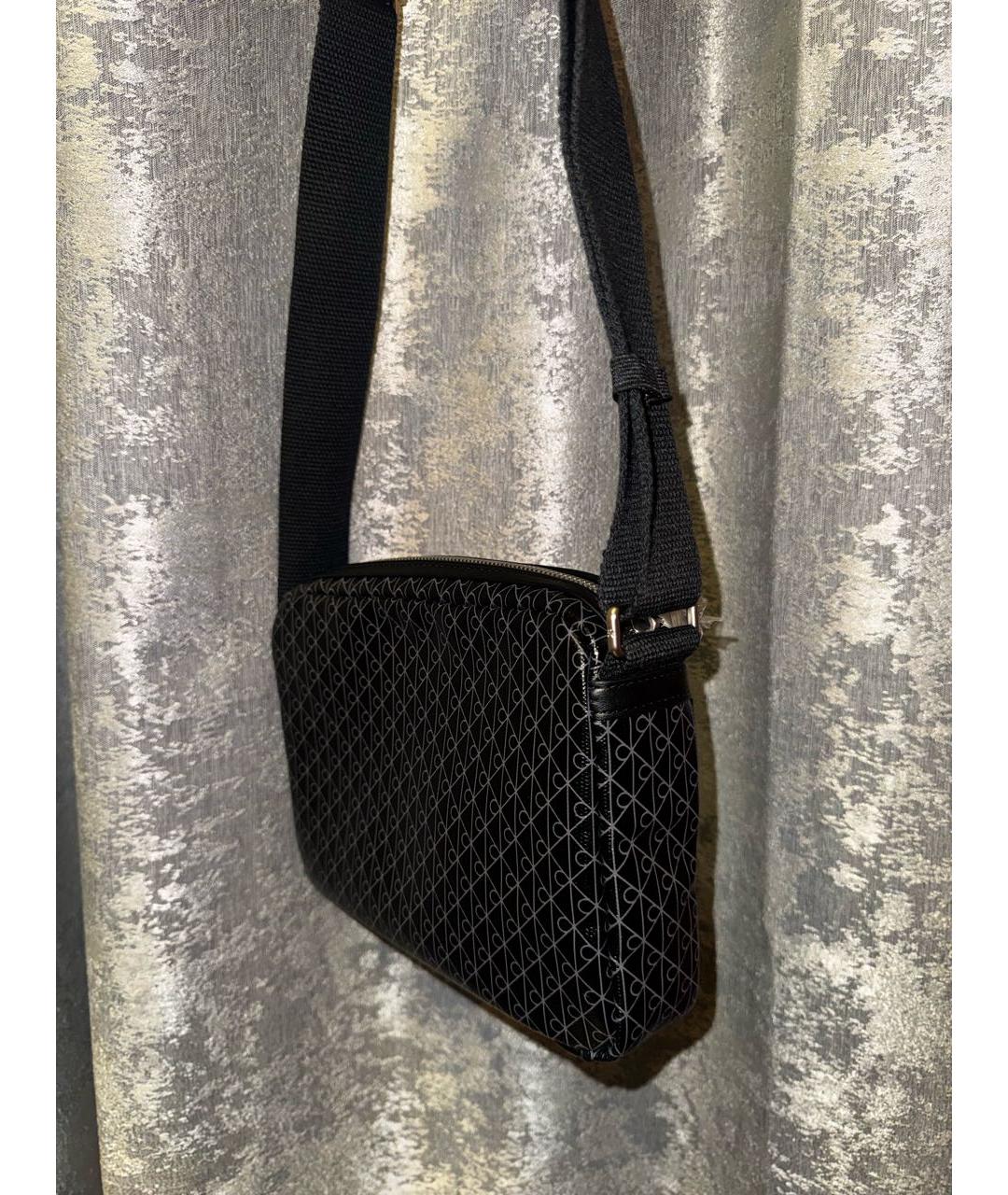 CALVIN KLEIN Черная кожаная сумка на плечо, фото 4