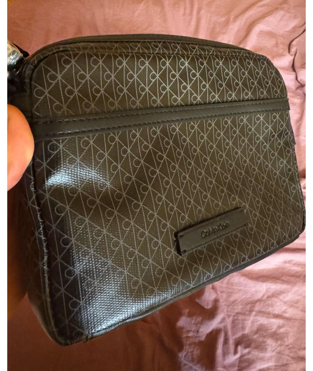 CALVIN KLEIN Черная кожаная сумка на плечо, фото 3