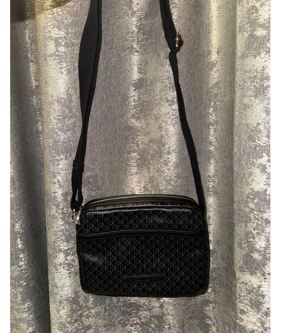 CALVIN KLEIN Черная кожаная сумка на плечо, фото 5