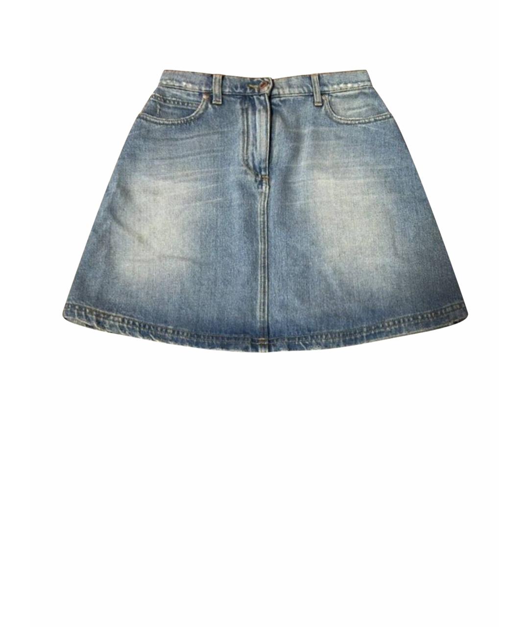 MSGM Голубая деним юбка мини, фото 1