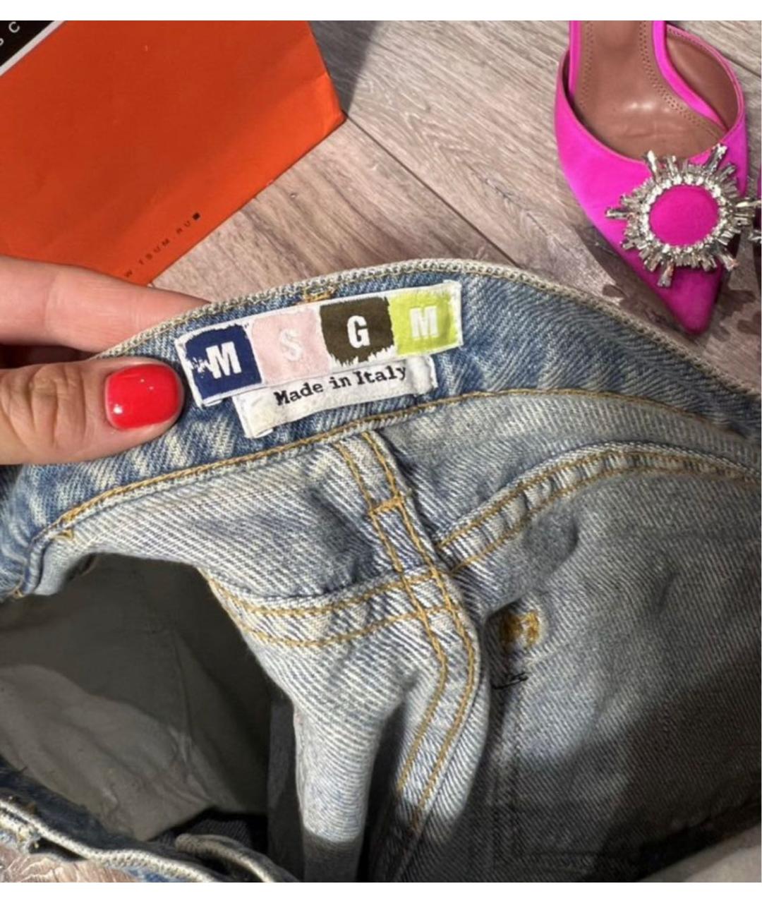 MSGM Голубая деним юбка мини, фото 3