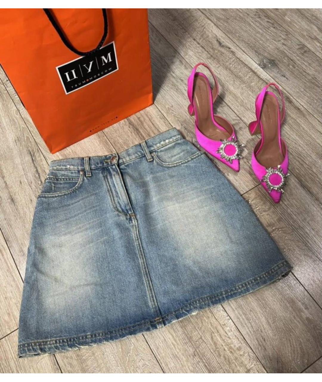 MSGM Голубая деним юбка мини, фото 7