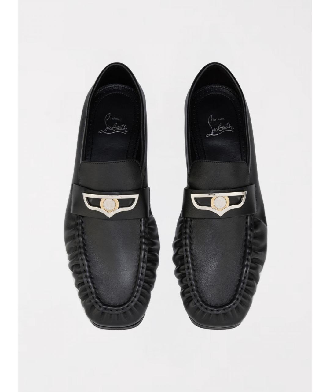 CHRISTIAN LOUBOUTIN Черные кожаные лоферы, фото 4