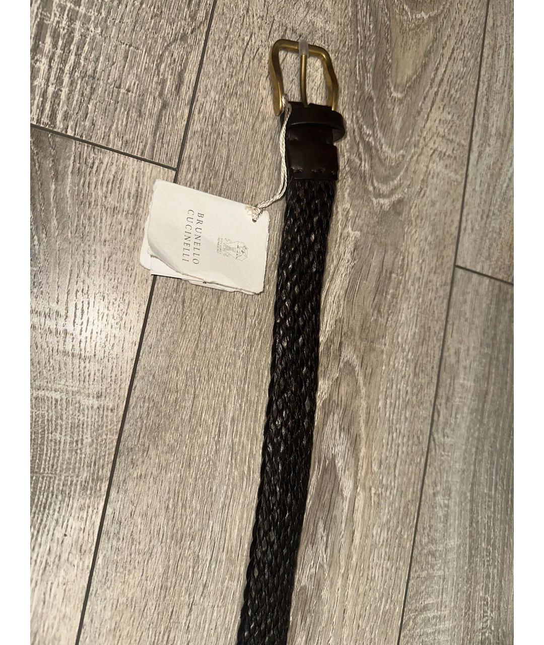 BRUNELLO CUCINELLI Коричневый пелетеный ремень, фото 3