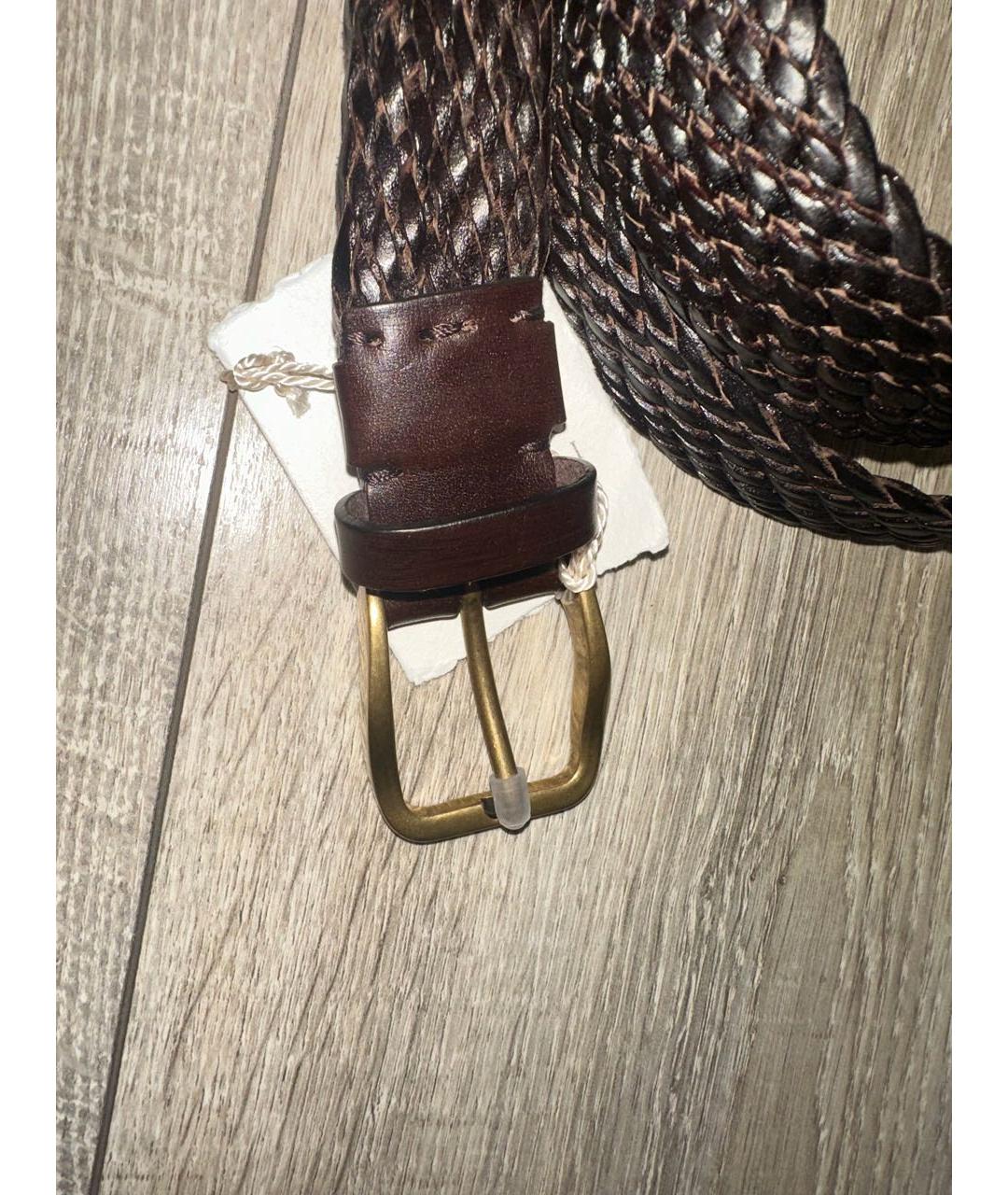BRUNELLO CUCINELLI Коричневый пелетеный ремень, фото 4