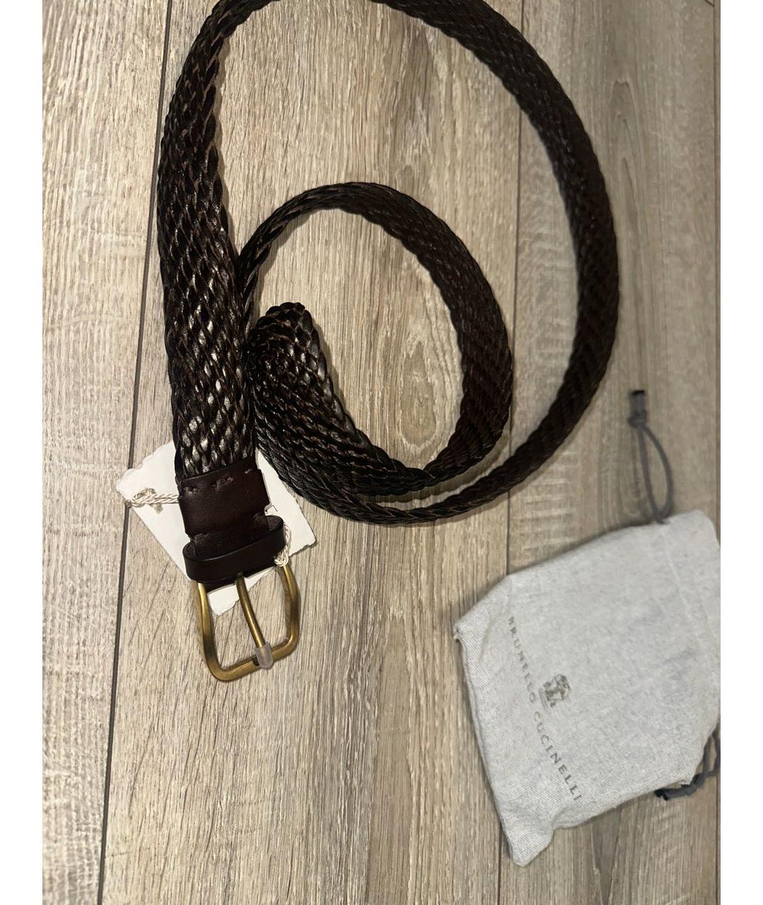 BRUNELLO CUCINELLI Коричневый пелетеный ремень, фото 7