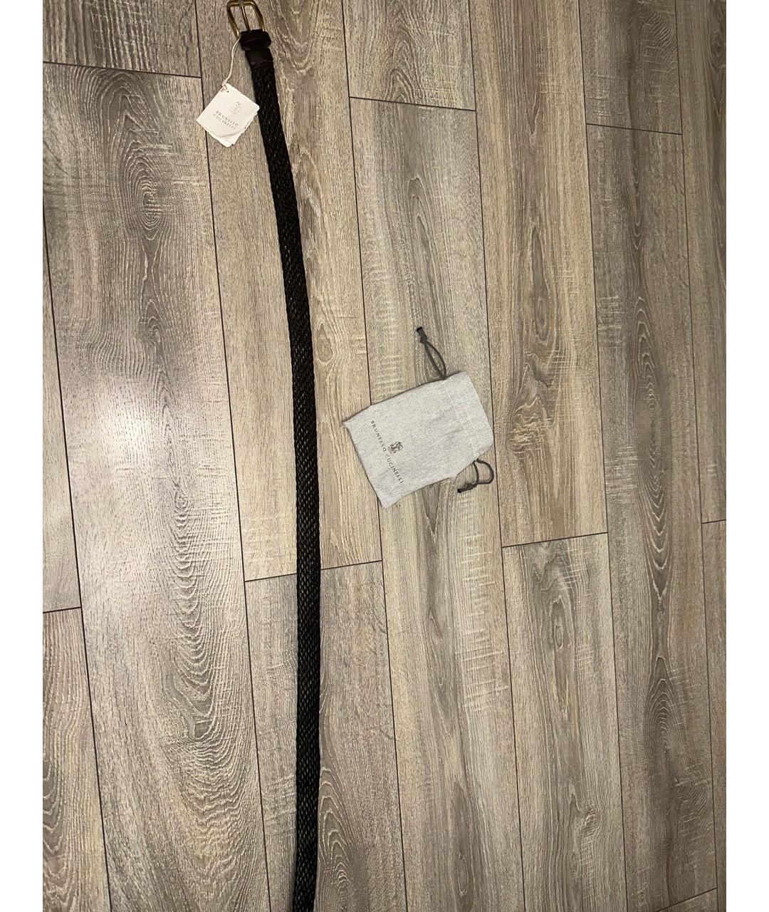 BRUNELLO CUCINELLI Коричневый пелетеный ремень, фото 2