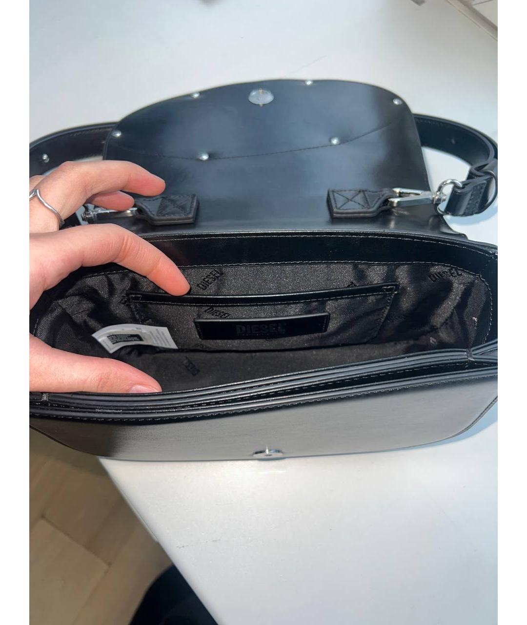 DIESEL Черная кожаная сумка через плечо, фото 4
