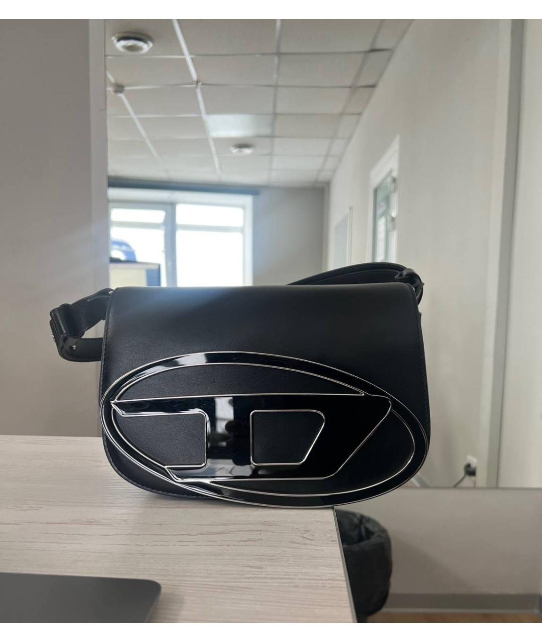 DIESEL Черная кожаная сумка через плечо, фото 2