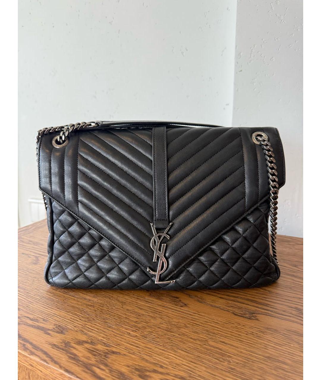 SAINT LAURENT Черная кожаная сумка через плечо, фото 5