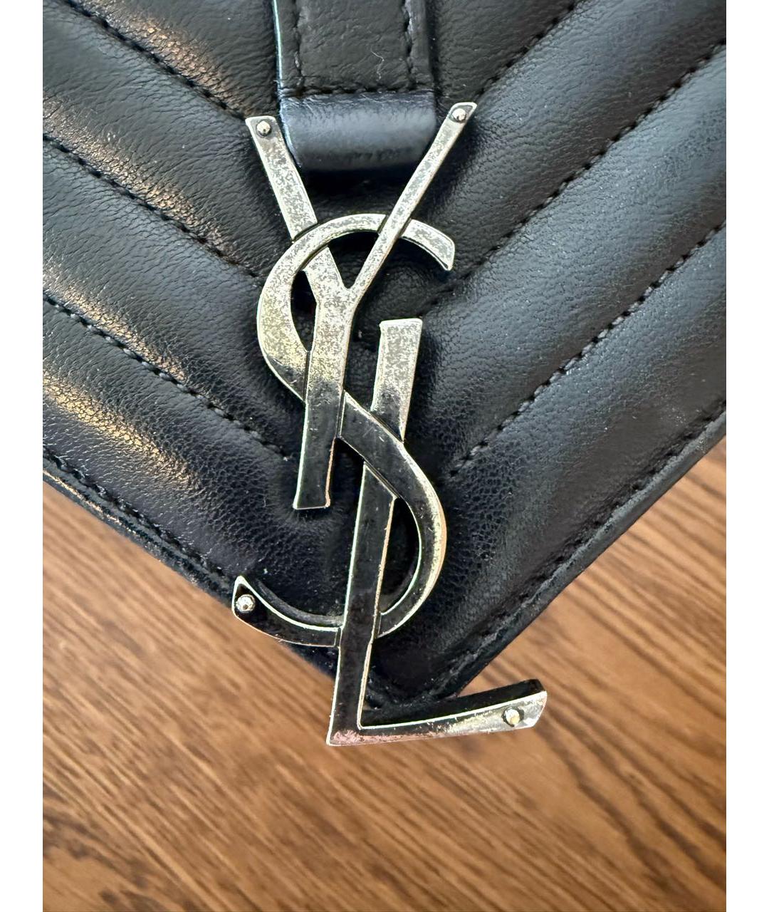 SAINT LAURENT Черная кожаная сумка через плечо, фото 3