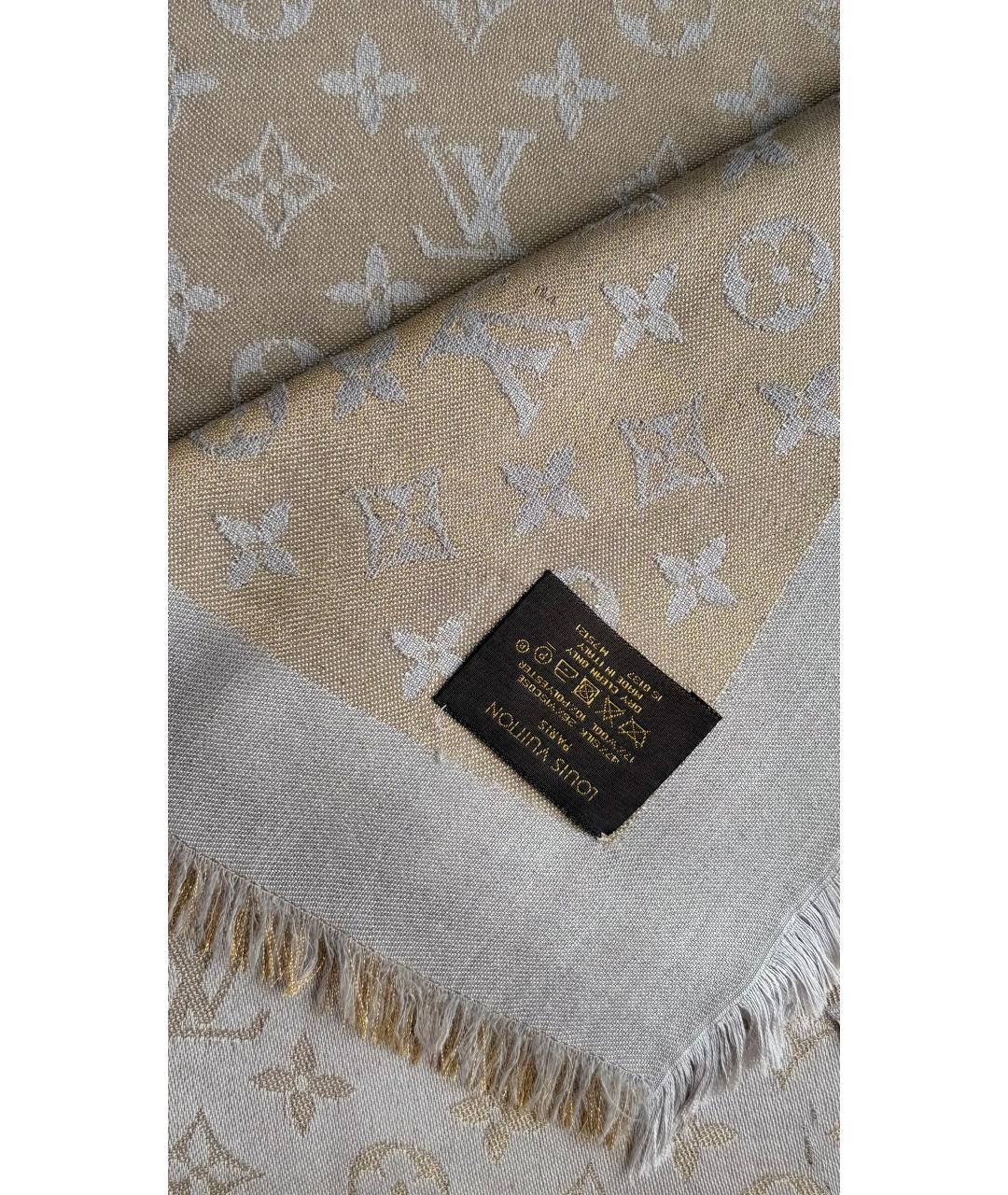 LOUIS VUITTON Бежевый шерстяной платок, фото 2